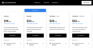 Squarespace pricing